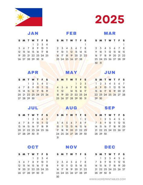 Year 2025 Calendar – Philippines .